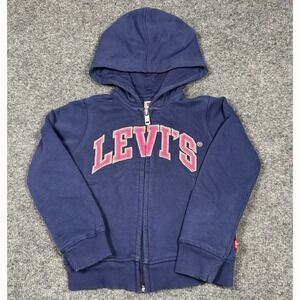 Girl's Jacket Levi's Hoodie Logo Full Zip Pockets Size: 4  (3-4 YRS) Navy Pink